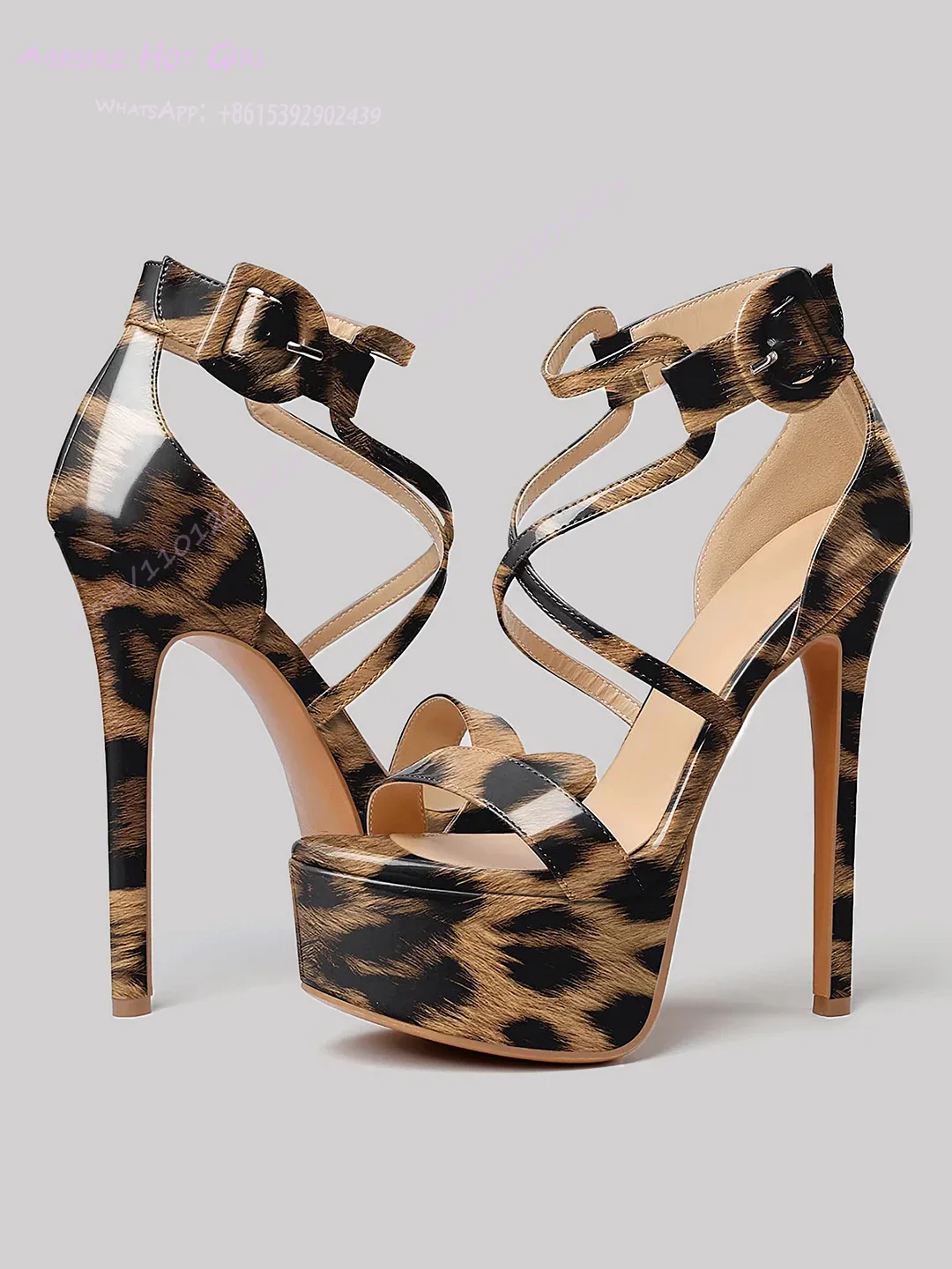 Patent Leather Pump - Leopard Print Brown Patent Leather Open