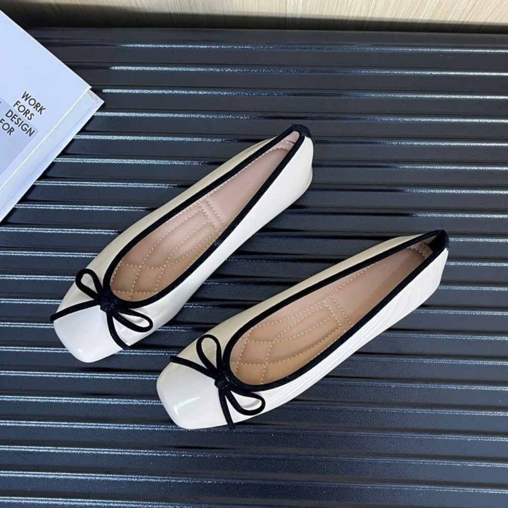 Women Shoes With Heels - Women Nude Pink Patent Leather Ballet