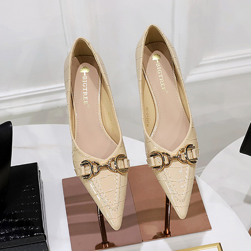 Patent Leather Pump - Women Trendy Apricot 4.5cm High Heels
