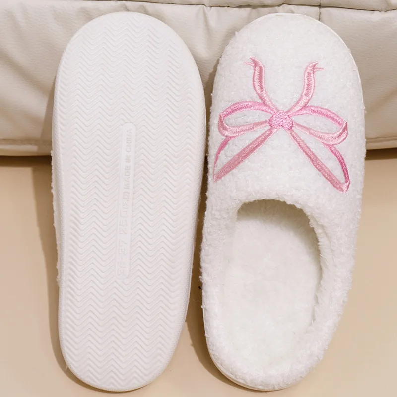 Women'S Shoes Plus Size - Sweet Pink Bowknot Embroidery Cotton Indoor