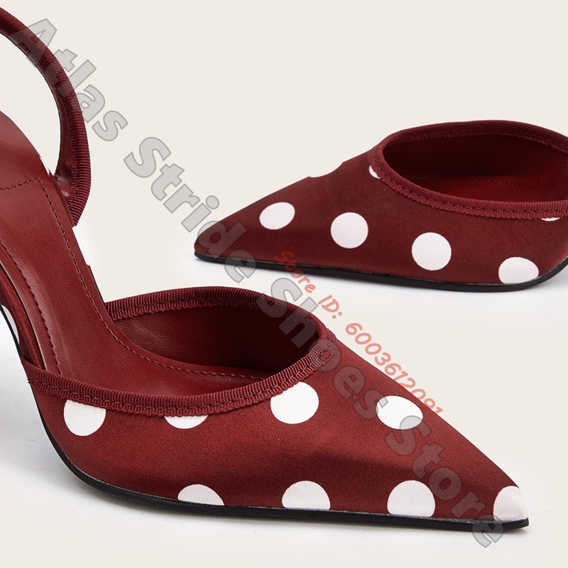 Satin White Polka Dot Pointed  - Wide Fit Heels reseña y precio