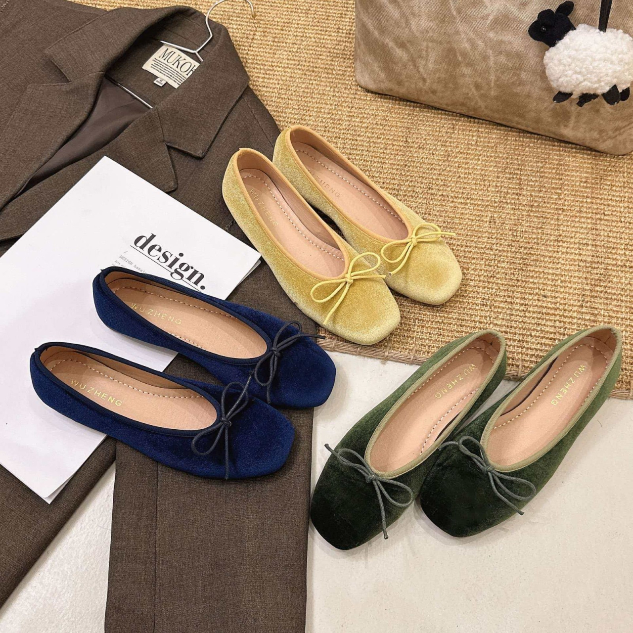 French-style high-end velvet b - Ballet Flat Women reseña y precio