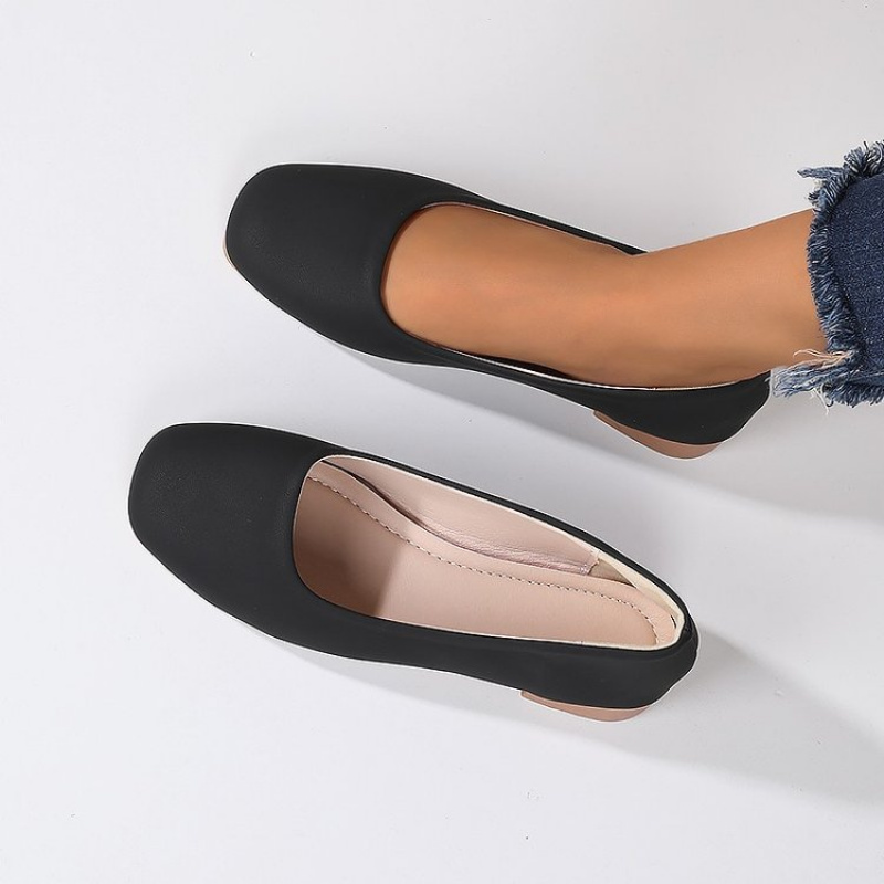 Soft Leather Round Toe Slip-On - Women Shoes With Heels reseña y precio