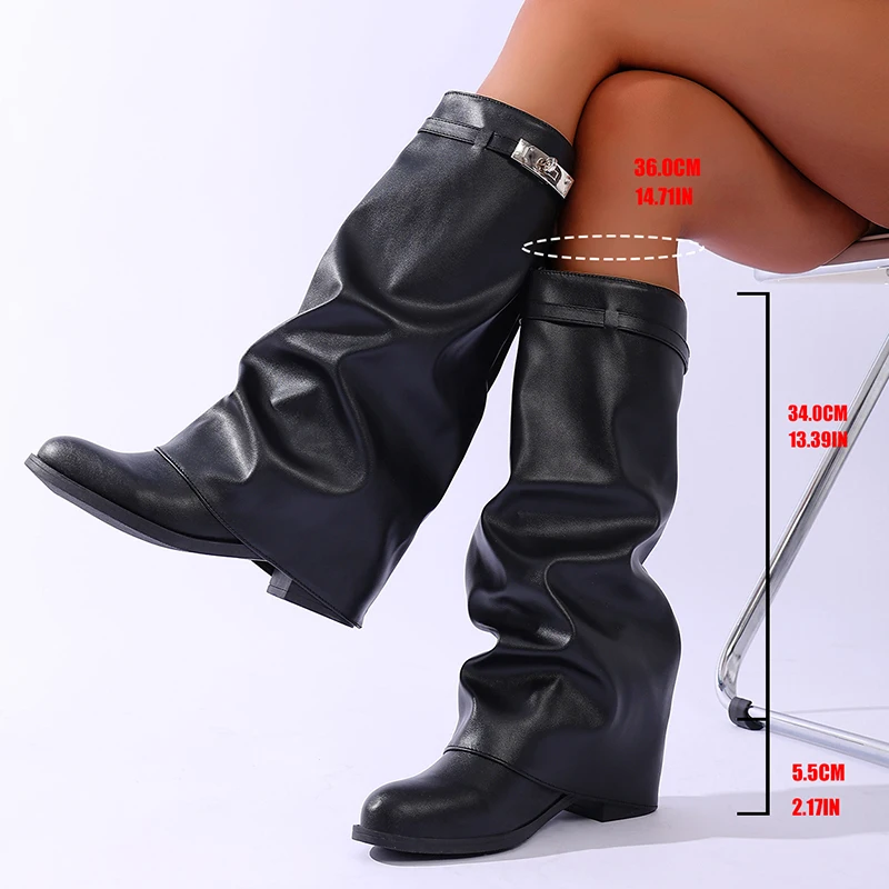 Brand Design Black Pu Leather  - Wide Fit Heels reseña y precio