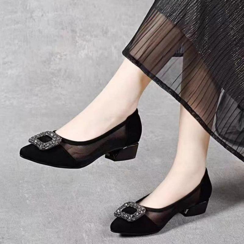 Elegant Pointed Toe Mesh Block - Women Shoes With Heels reseña y precio