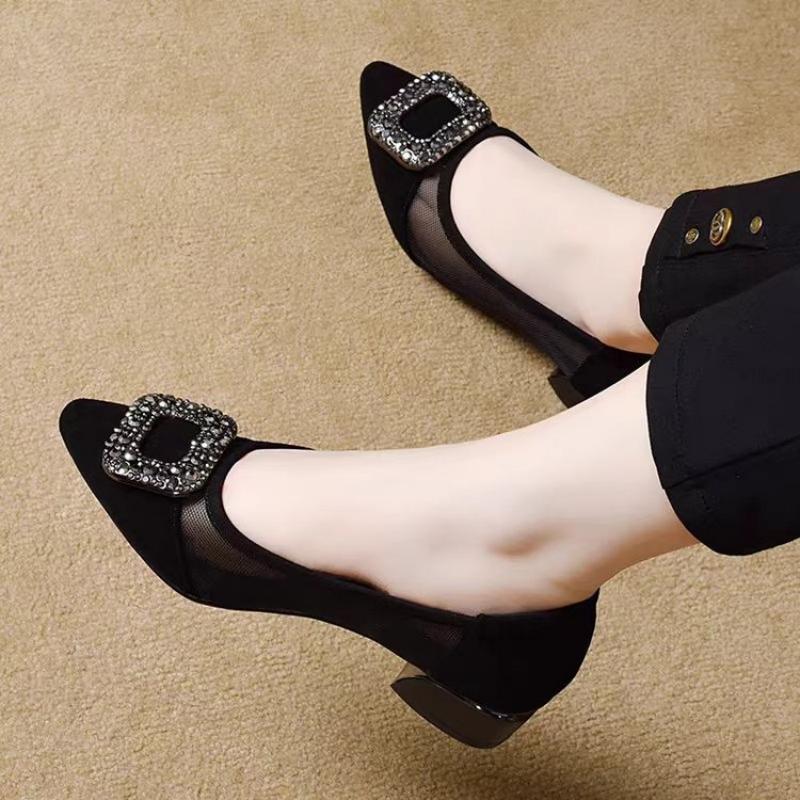 Elegant Pointed Toe Mesh Block - Women Shoes With Heels reseña y precio